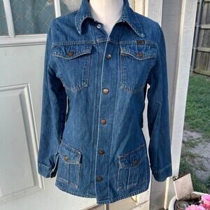 Vintage 80s Wrangler Woman’s Denim Chore Jacket Size Medium Retro Unique